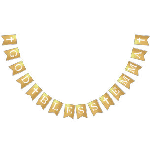Gott segne Gold 4 Buchstaben Name Taufe Kommunion Wimpelkette