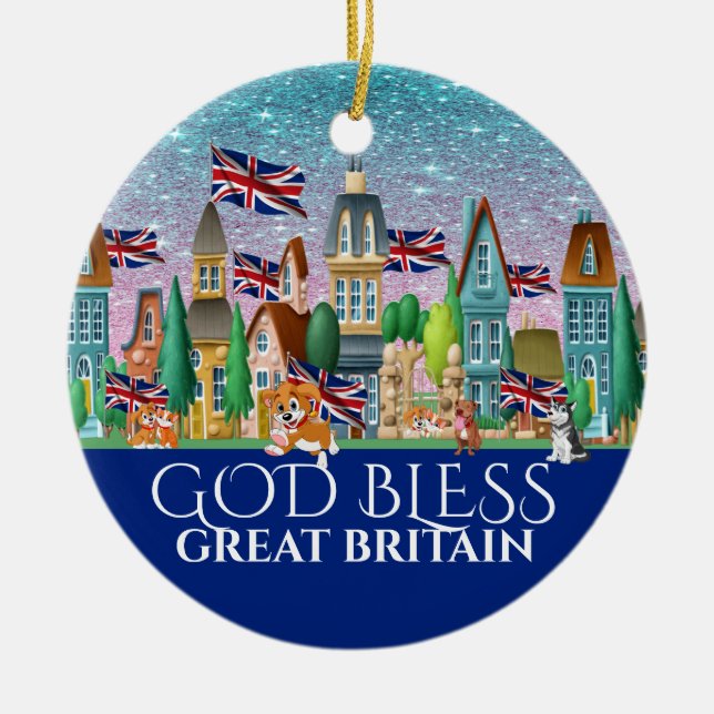 Gott segne Großbritannien Keramik Ornament (Vorne)