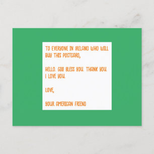 GOTT segne Irland. Liebe Grüße, Ihre amerikanische Postkarte