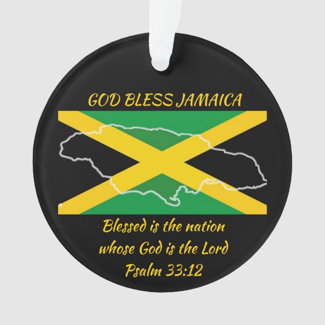Gott segne JAMAICA Patriotic Flag Personalisiert Ornament (Vorderseite)