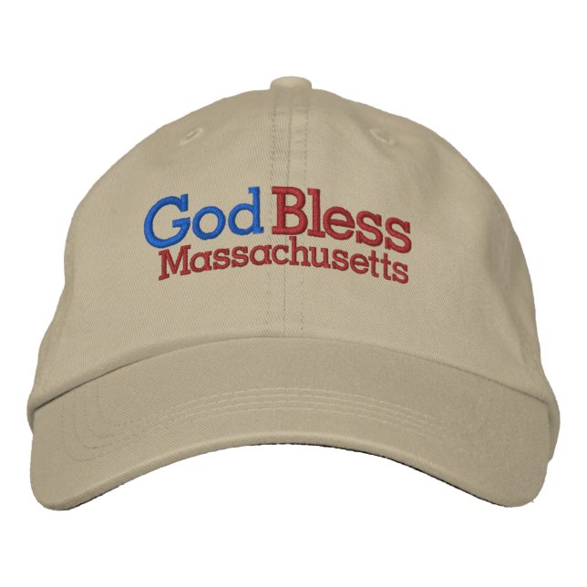 Gott segne Massachusetts Bestickte Kappe (Vorderseite)