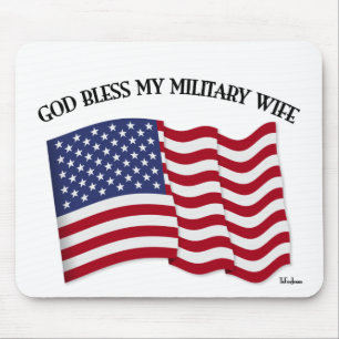 GOTT SEGNE MEINE MILITÄREHEFRAU mit US-Flagge Mousepad
