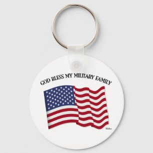 GOTT SEGNE MEINE MILITÄRFAMILIE mit US-Flagge Schlüsselanhänger