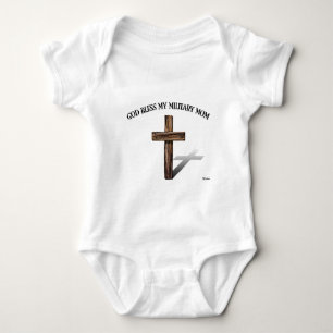 GOTT SEGNE MEINE MILITÄRMUTTER mit robustem Kreuz Baby Strampler