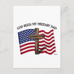 GOTT SEGNE MEINEN MILITÄRVATER, raues Kreuz & US-F Postkarte