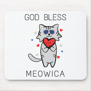 Gott segne Meowica Funny Patriotic America Cat Usa Mousepad
