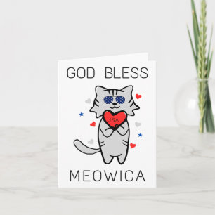 Gott segne Meowica Lustige patriotische Amerika-Ka Karte