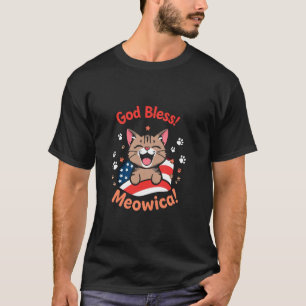 Gott segne! Meowica! Süße patriotische Katze T-Shirt