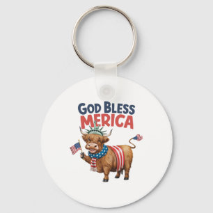 Gott segne Merica 4. Juli Kuh USA Schlüsselanhänger