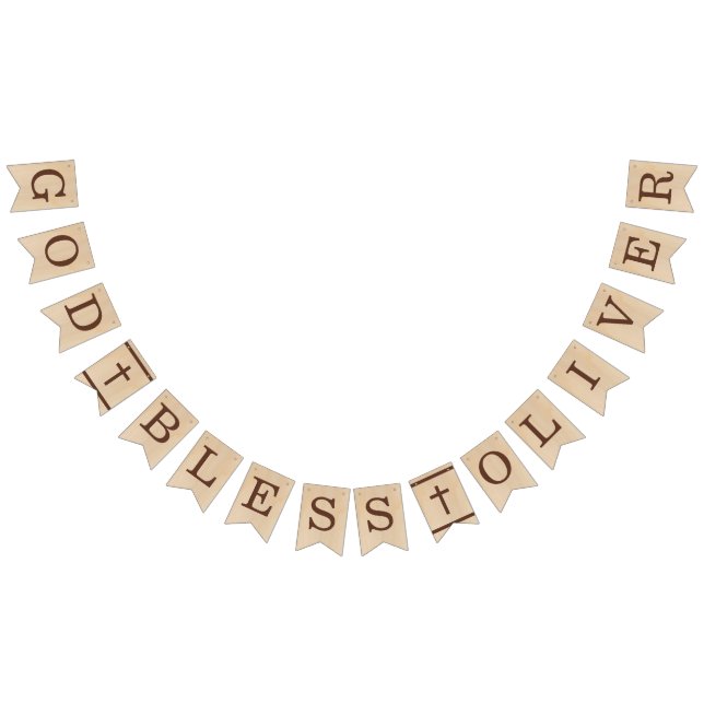 Gott segne Name Brown Holz Taufe Erste Kommune Wimpelkette (Alle)