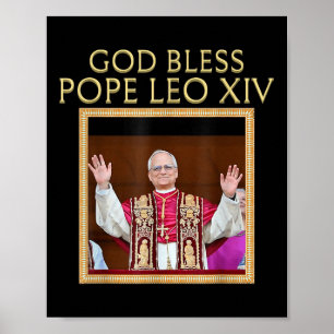 Gott segne Papst Leo Xiv katholisches Portrait Rel Poster