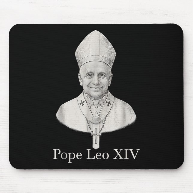 Gott segne Papst Leo Xiv Portrait Mousepad (Vorne)