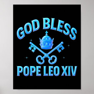Gott segne Papst Leo Xiv Retro Vintage Katholiken  Poster