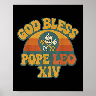 Gott segne Papst Leo Xiv Shirt, Papst Leo Xiv Vint Poster