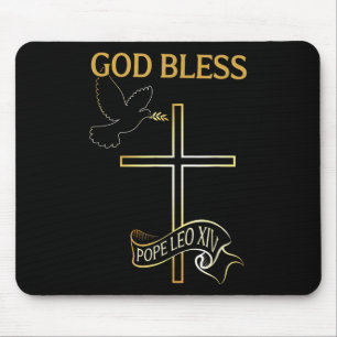 Gott segne Papst Leo Xiv Vintage Christlich Mousepad