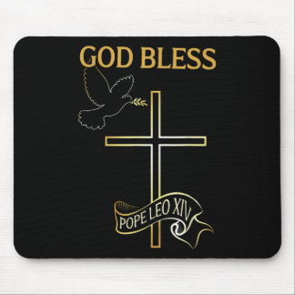 Gott segne Papst Leo Xiv Vintage Christlich Mousepad