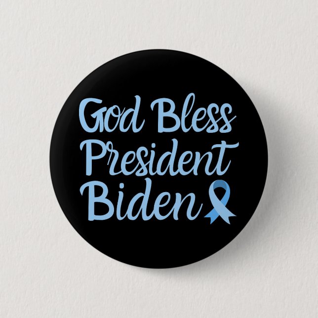 Gott segne Präsident Biden Prostatakrebs-Auszeichn Button (Vorderseite)
