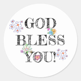 Gott segne Sie Blumen Klassischer Rund Sticker