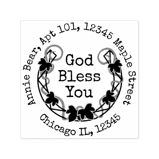 Gott segne Sie Laurel mit Rücksendeadresse Permastempel (Design)