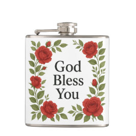 Gott segne Sie religiöse Rose floral Flachmann