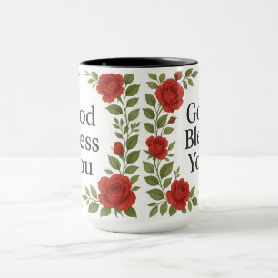 Gott segne Sie religiöse Rose floral Tasse