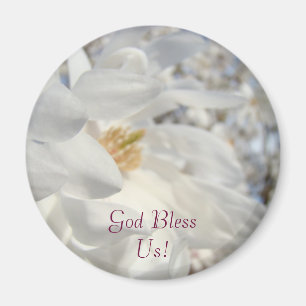 Gott segne uns! Magnet Weiße Magnolienblüten