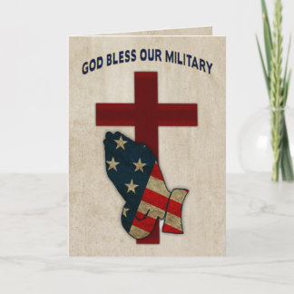 Gott segne unser Militär, betet Hände/Flagge Karte