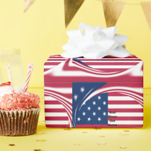 Gott segne unser Zuhause: USA-Flagge Swirl-Kunst Geschenkpapier