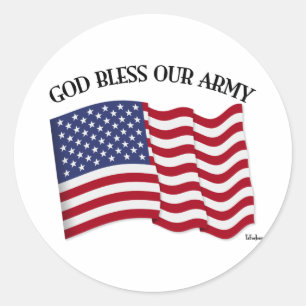 GOTT SEGNE UNSERE ARMY mit US-Flagge Runder Aufkleber