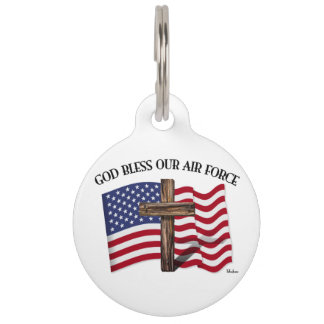 GOTT SEGNE UNSERE LUFTWAFFE mit robustem Kreuz, US Haustiermarke