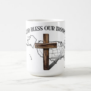 Gott segne unsere Truppen mit robustem Kreuz & US- Tasse