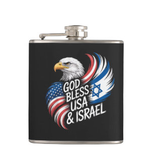 Gott segne USA Israel Flachmann