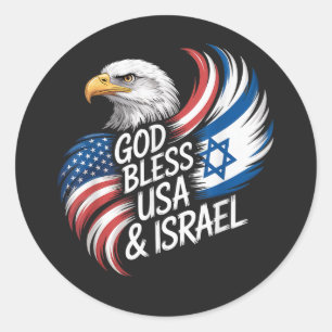 Gott segne USA Israel Runder Aufkleber