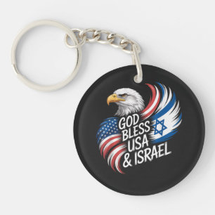 Gott segne USA Israel Schlüsselanhänger