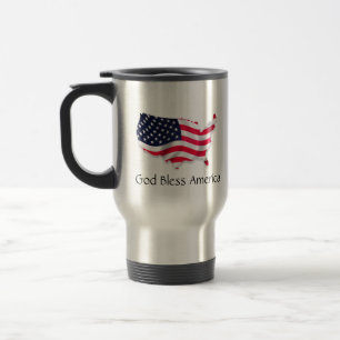 Gott segnen Amerika mit Karten-Flagge Reisebecher