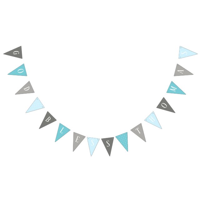 Gott segnen blaue und graue Taufe-Fahne Thomas Wimpelkette (Alle)