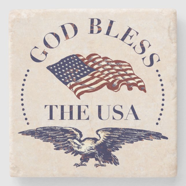 Gott segnen die USA - die Flagge und Adler, die Steinuntersetzer (Vorderseite)