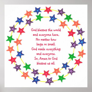 Gott segnet die Welt, buntes Sternenposter Poster