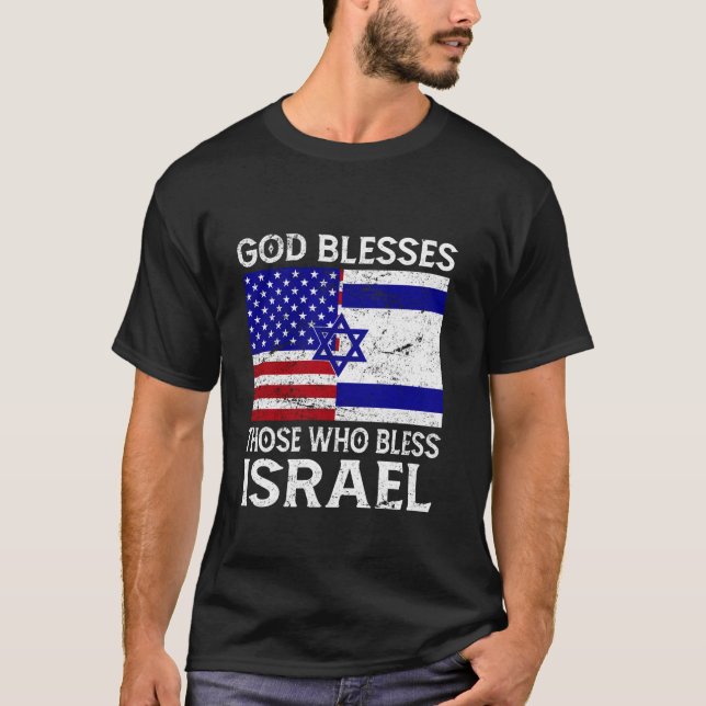 Gott segnet diejenigen, die Israel segnen USA Flag T-Shirt (Vorderseite)