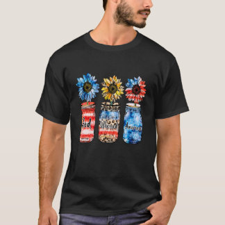 Gott segnete Amerika Flagge Patriotische US-Blume T-Shirt
