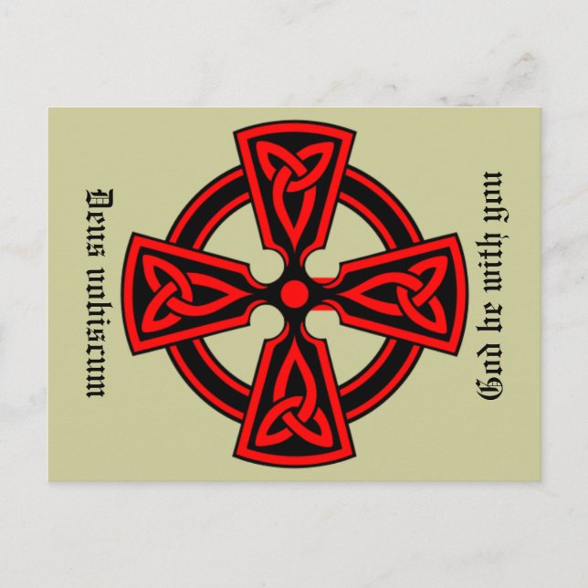 Gott sei mit dir Latein Celtic Cross Postcard Postkarte (Vorderseite)