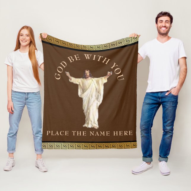 "GOTT SEIN MIT EUCH" Personalisiertes Geschenk trö Fleecedecke (Beispiel)