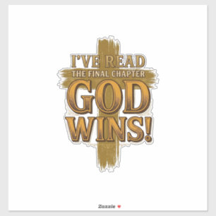 Gott Siegt Christliches Vintage-Kreuz-Typografie-S Aufkleber
