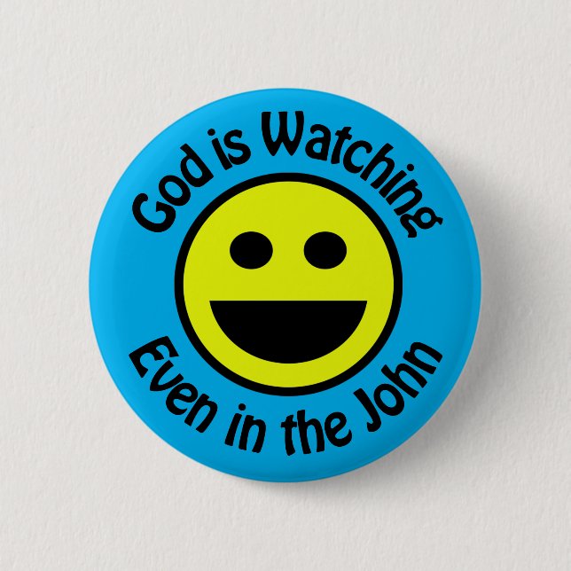 Gott sieht sich klassische Rundkleber an Button (Vorderseite)