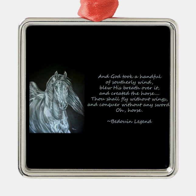 Gott stellte das Pferd her Silbernes Ornament (Vorne)