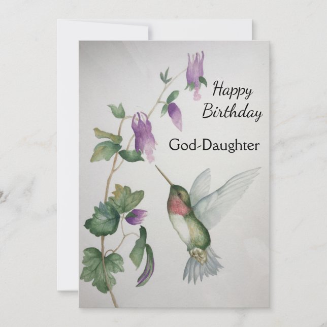 Gott-Tochter Birthday Hummingbird Wassercolor (Vorderseite)