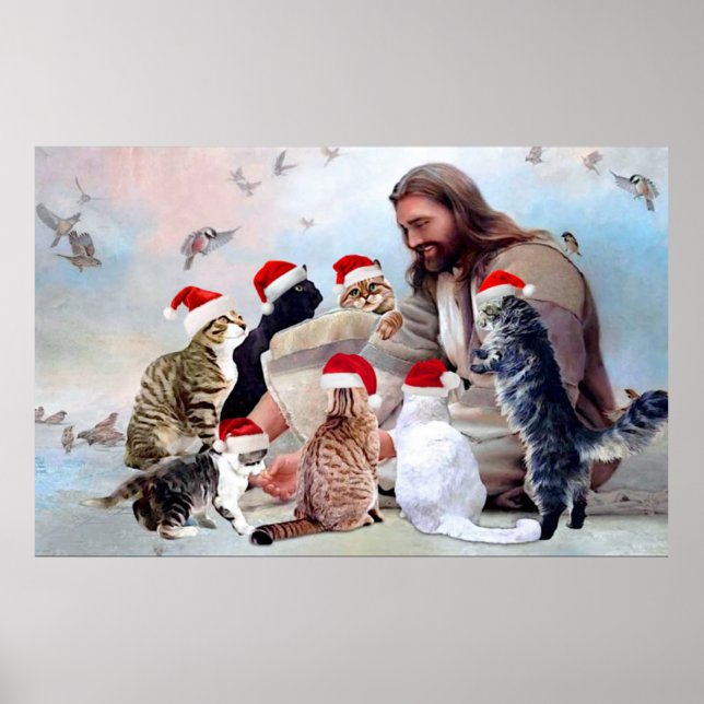 Gott umgeben von Katzenesseln Weihnachten Poster (Vorne)