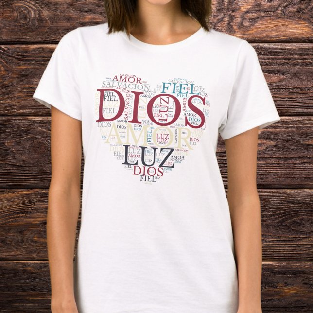Gott und der Glaube Herz Frauen Christliches Spani T-Shirt (Von Creator hochgeladen)