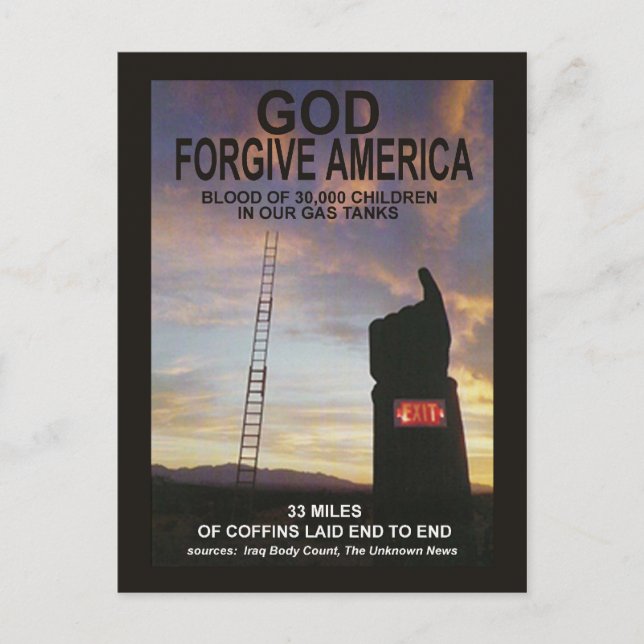 Gott vergib Amerika Postkarte (Vorderseite)