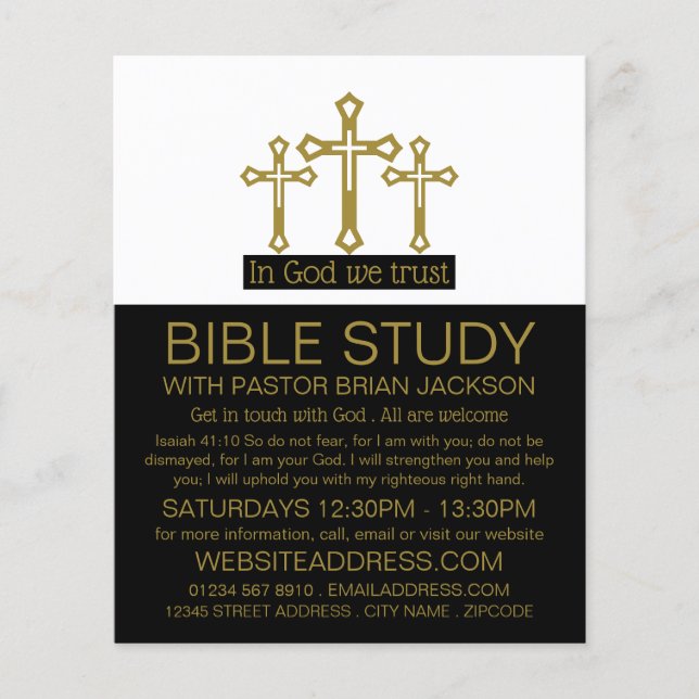 Gott vertrauen wir, Crucifix, Christliche Bibelkla Flyer (Vorne)